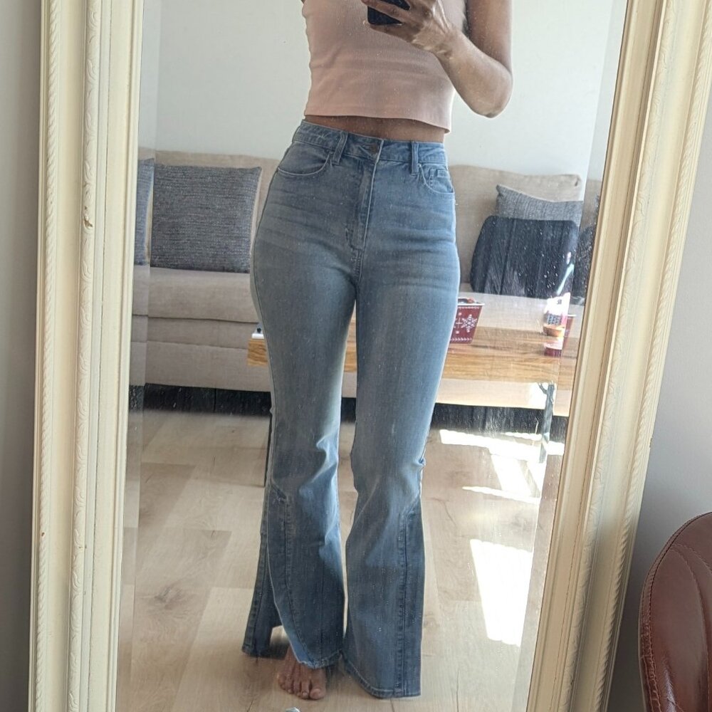High Waisted Split Leg Jeans